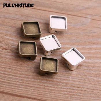 

10PCS Leather Beads Antique Silver color /Bronze Blank 10mm Square Cabochon Setting Diy Bracelets Making Supplies P6735