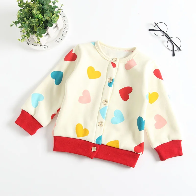 

2018 Autumn Cute Infant Baby Boys Girls shirt Children Toddler Heart Design Cardigan Jacket Bebe Fleece Outerwear 6M-3T