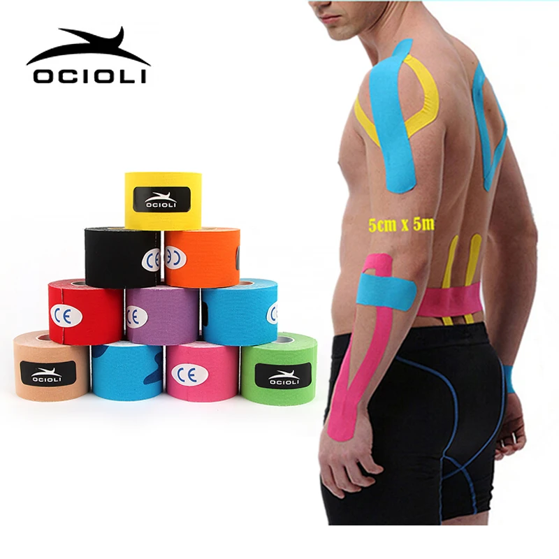 

17 Color Kinesiotape Muscle Bandage 5cm x 5M Sports Kinesiology Tape Roll Cotton Elastic Adhesive Strain Injury Muscle Sticker