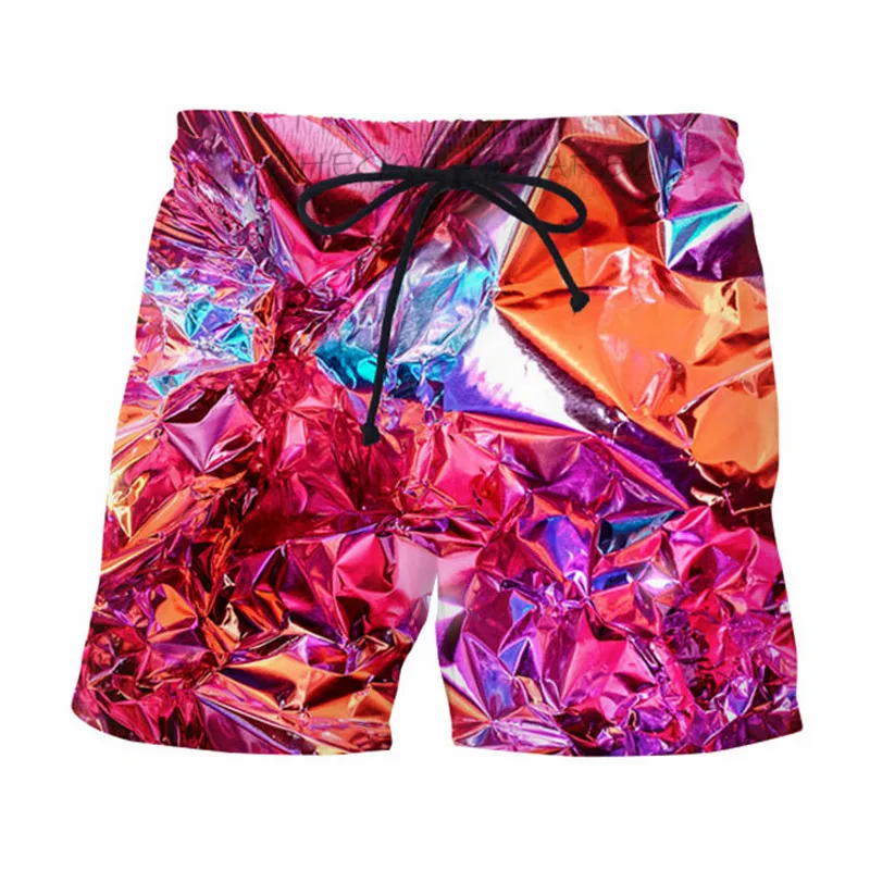 Красные повседневные шорты с голографическим принтом Harajuku, классные летние спортивные брюки в стиле хип-хоп, шорты для фитнеса, шорты из дышащей сетки для бега