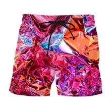 Красные повседневные шорты с голографическим принтом Harajuku, классные летние спортивные брюки в стиле хип-хоп, шорты для фитнеса, шорты из дышащей сетки для бега