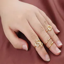 

BEAUTIFUL PLAN 4 pc/set Charm Gold and silver Color Midi Finger Tree leaf heart ring Set for Women Jewelry Gift for Girl