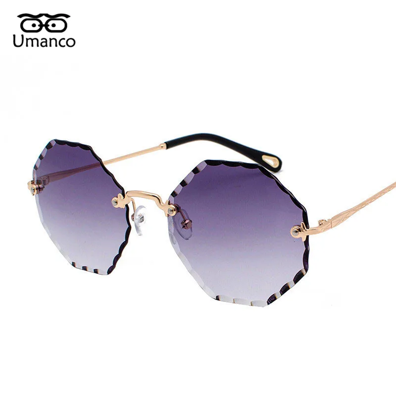 Umanco восьмиугольный дизайн с вырезами без оправы Солнцезащитные очки для женщин и мужчин модные роскошные брендовые Оттенки для леди очки Дорожные подарки