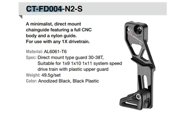 

49.5g FOURIERS CT-FD004-S Full CNC BIKE BICYCLE chain guard for MTB 1x9 / 1x10 1x11 drive train Direct mount type 30-38T