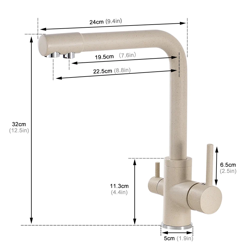  FLG Filter Kitchen Faucets Deck Mounted Mixer Tap 360 Rotation with Water Purification Features Mix - 32921105349