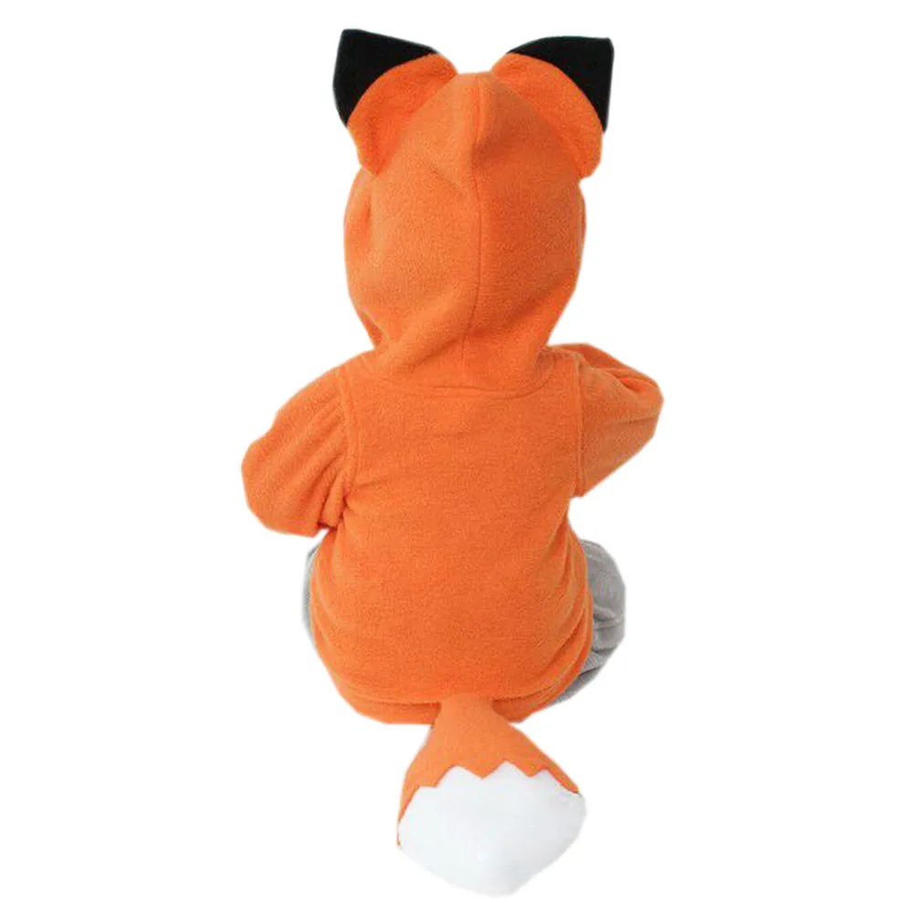 С рисунком лисы Симпатичные пальто мода ребенок мультфильм дизайн Fox Baby с капюшоном для мальчиков куртка для девочек верхняя одежда пальто Детская одежда F4