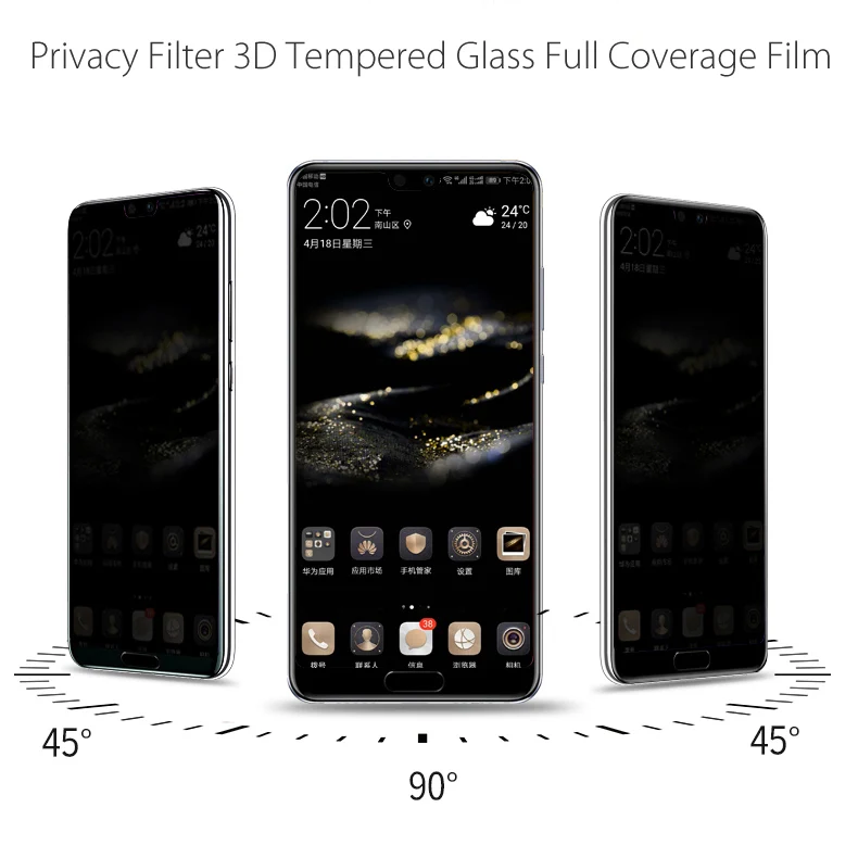 

Privacy Filter Tempered Glass Full Coverage Film AntiSpy Protection Shield Screen Protector for huawei P20 Lite/Nova 3E
