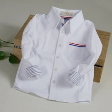 Белая рубашка с длинными рукавами для мальчиков детские школьные Студенческие костюмы из хлопка детские рубашки, костюм на рост 90-160 см