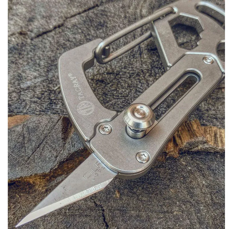 

Outdoor titanium alloy mountaineering clasp quick hanging multi functional art cutter EDC tool key ring D bottle opener