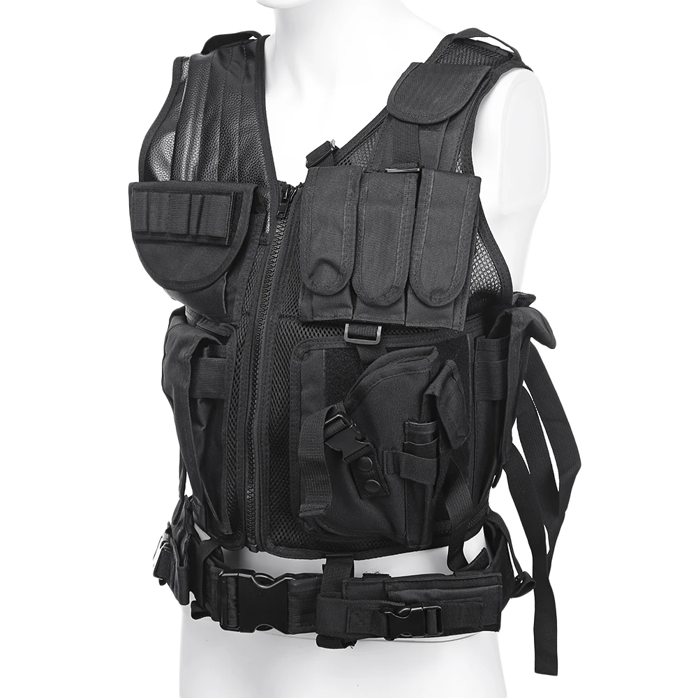 

Tactical Paintball Military Swat Assault Shooting Hunting Molle Vest with Holster