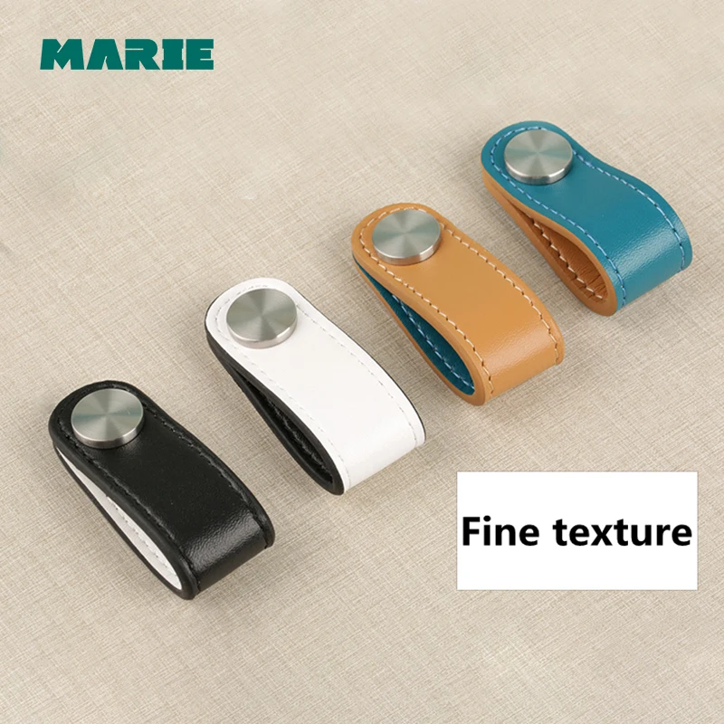 Cabinet Handle Soft Leather Dresser Drawer Door Knobs Pull Furniture Hardware