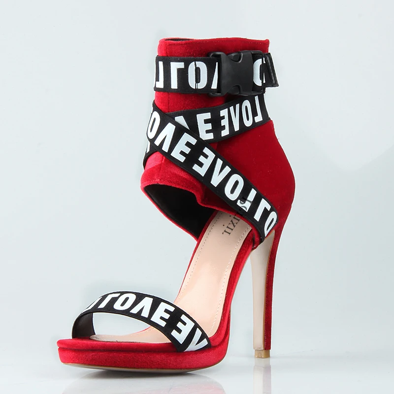 2019 Hot Sale Summer Women Shoes Red Flock Fashion Sandals Peep Toe Super High Heel Sexy Party Sandals For Ladies 2019 Hot Sale Summer Women Shoes Red Flock Fashion Sandals Peep Toe Super High Heel Sexy Party Sandals For Ladies