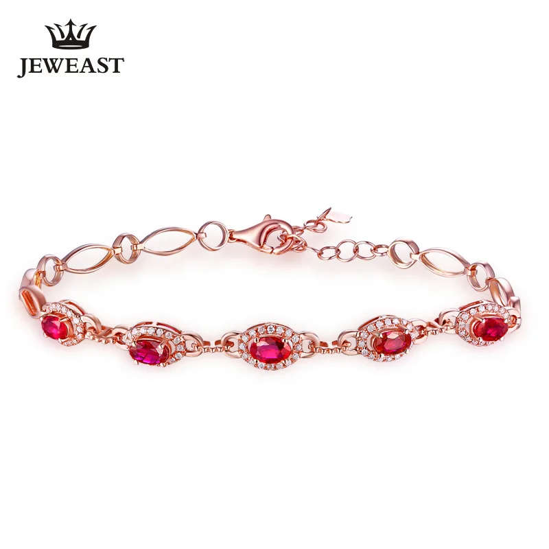

Natural ruby 18k Pure Gold Female Bracelets Fine Jewelry Gift Girl Thin Trendy Solid 750 Real Bangle Party Good Nice