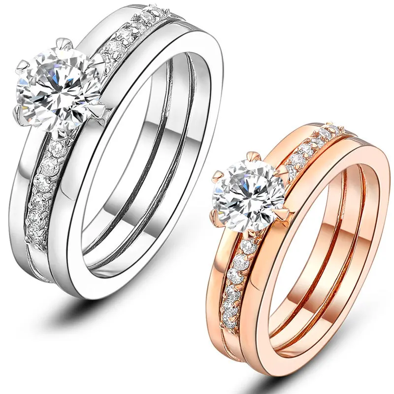 Mytys Two in One ring set Bridal Set Wedding Couple Band Rings Double