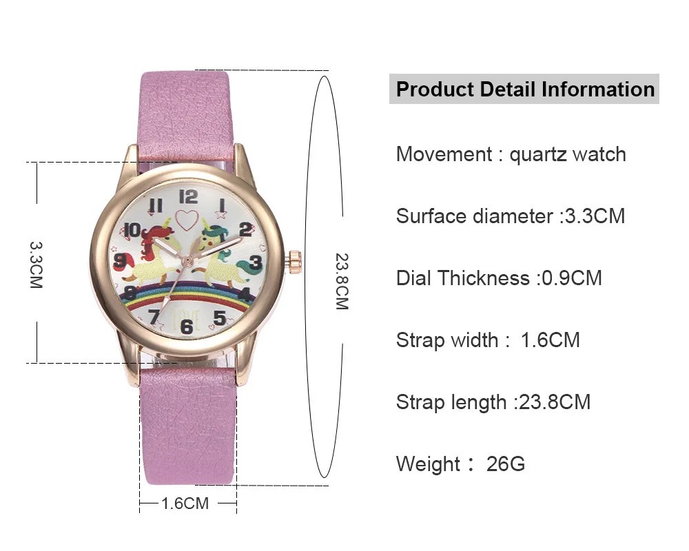 Роскошная лента дети дамы часы для женщин часы Мода милый рисунок единорога кожаный ремешок Reloj Mujer кварцевые наручные часы Детские подарок