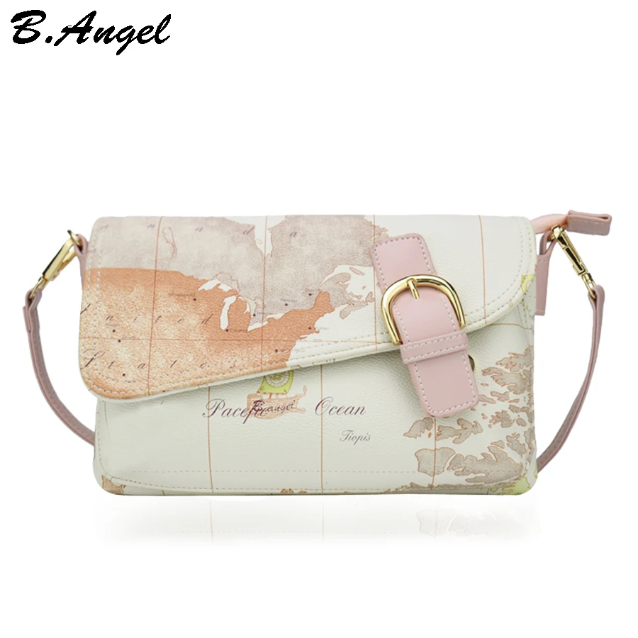 

High quality fashion world map women messenger bag special handbag brand designer shoulder bag