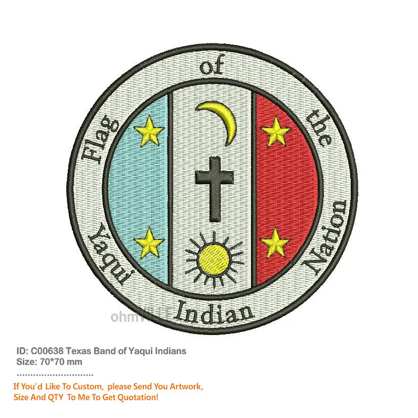 

Custom Patches Yoeme Yaqui Indians flag Iron on Patch Hook Loop Embroidered Parch Handmade Appliqued for Clothing