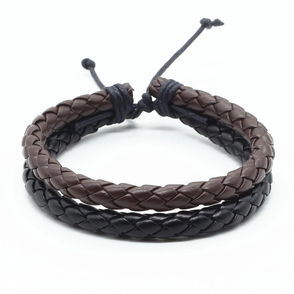 

2017 New Fashion Handmade Vintage Wrap Rope Weave Female Femme Homme Male Men PU Leather Bracelet For Women Jewelry Hot Sale