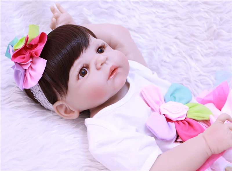 Wearing sun flower clothes 55cm Bebe Reborn Doll Hard Silicone Girl Toy Reborn Baby Doll Gift for Children play house Baby Doll