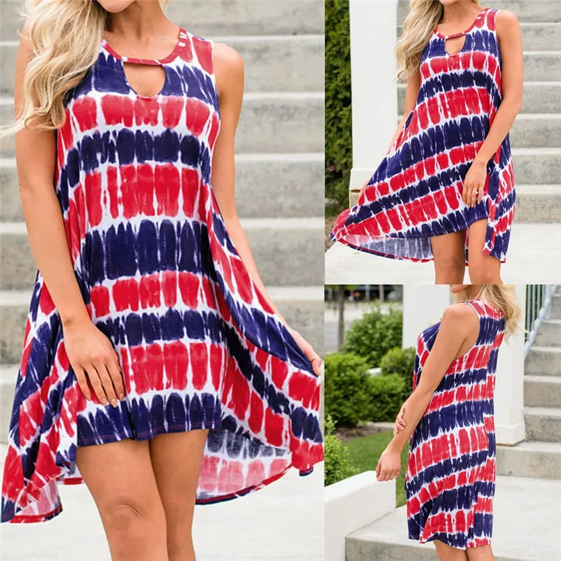 HOT sell Dress summer beach dress Loose Women's Casual Sleeveless Print Spin Me Round Floral Tank Shift Midi Dress robe J07#N (13)