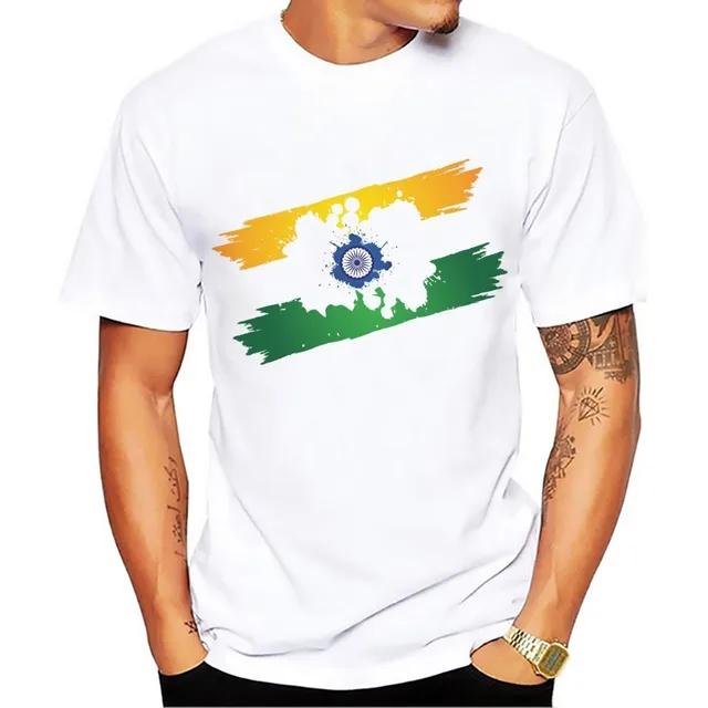 India Flag Art design T shirt MEN 2018 new white Casual tshirt homme