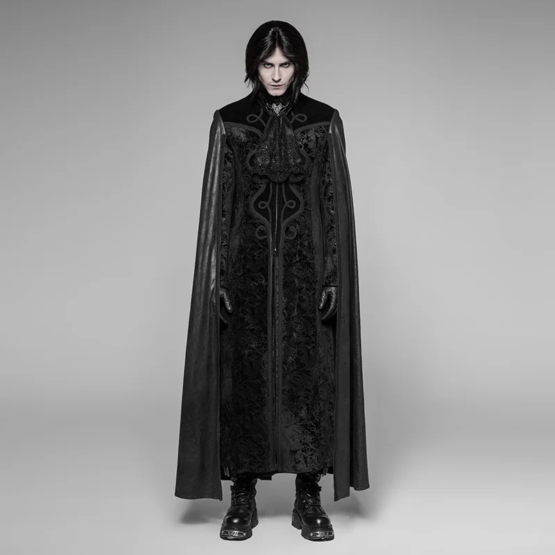 Punk Rave Mens Jackets and Coats Gothic Night Count Cloak Long Coat Stage Performance Cosplay Costume Mens Caps
