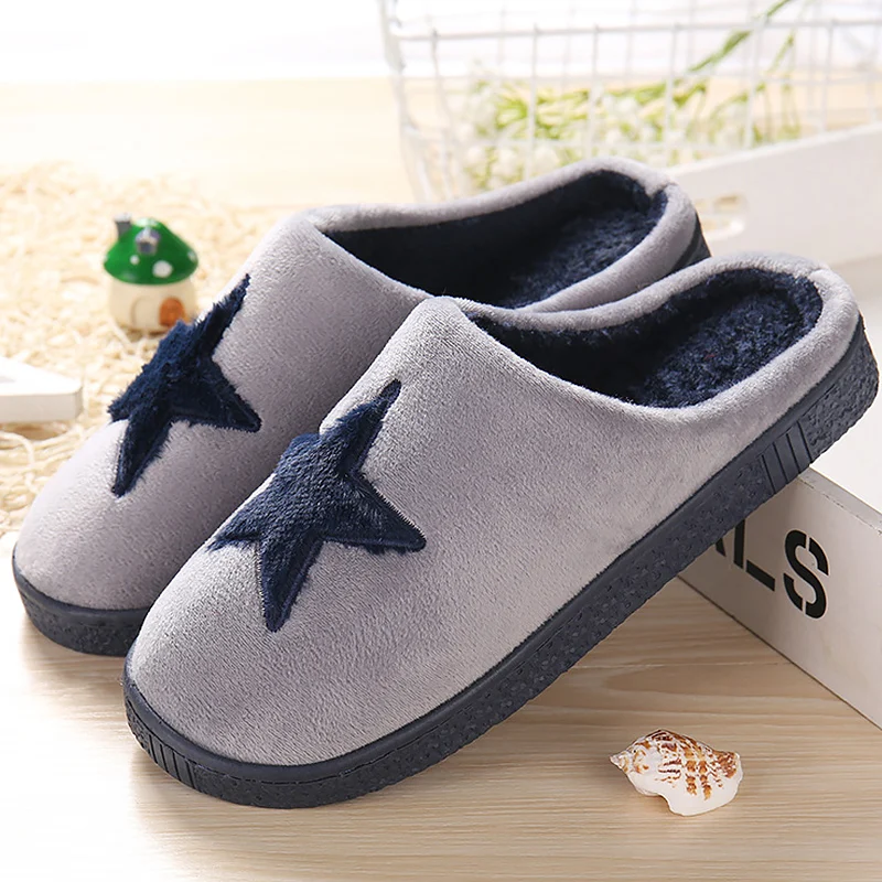 

Indoor slippers men plush pentagram fashion winter slippers men soft non-slip warm men slippers zapatos de hombre