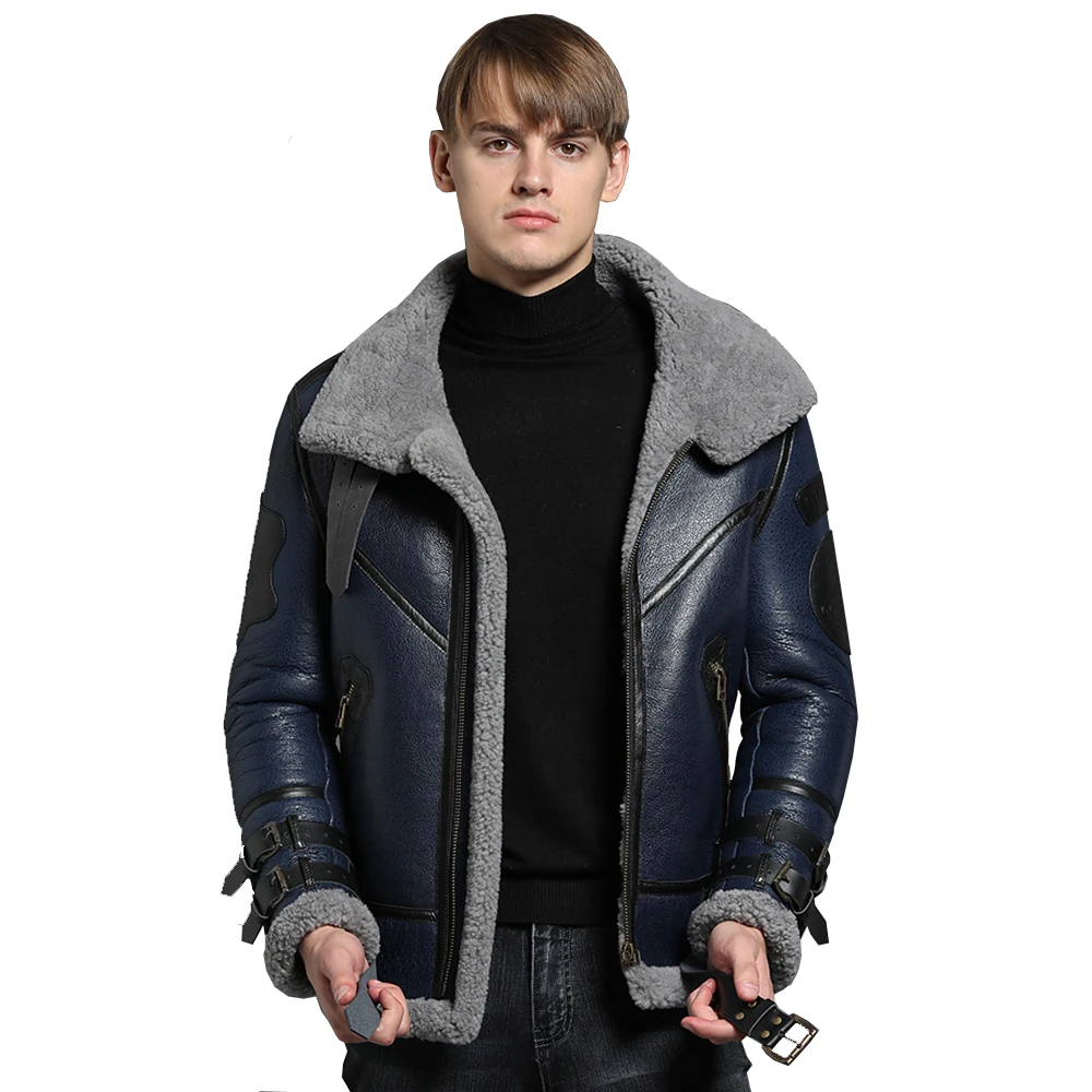 buy  2019 Fashion 100% Quality Real Sheepskin Fur Men Coat Genuine Full Pelt Sheep Shearling Male Winter