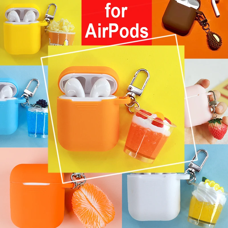 

Cute Candy Fruit Decorative Silicone Case for Apple Airpods Case Bluetooth Earphone Protective Cover Bag Case Box Keychain Decor