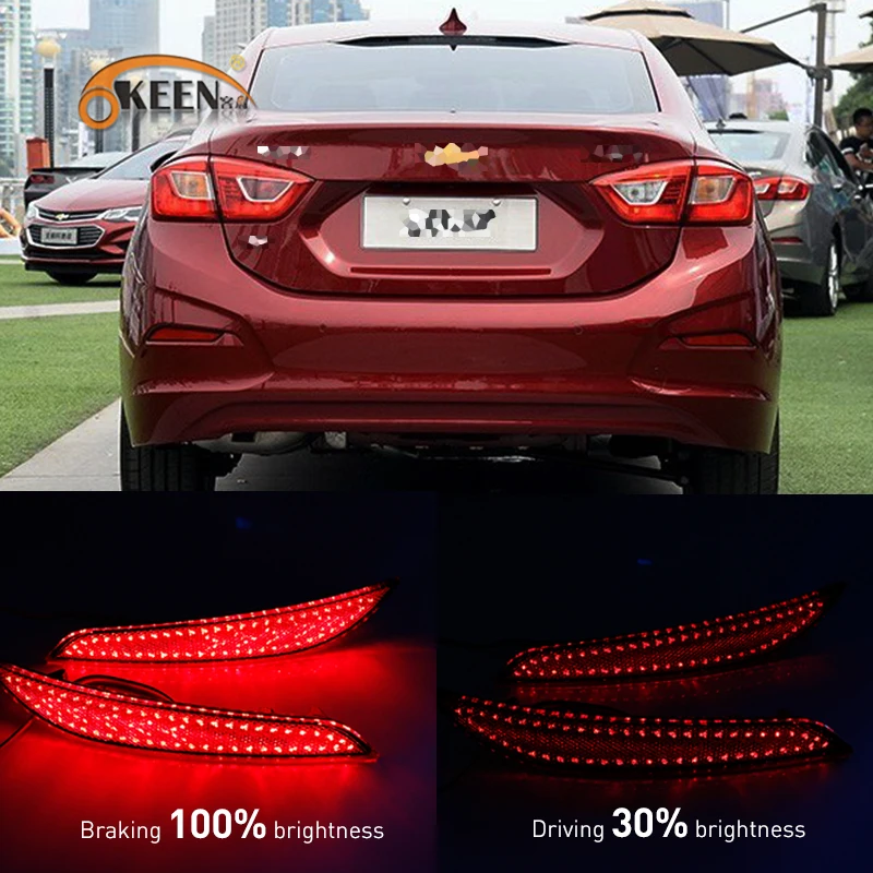 OKEEN 2PCS For Chevrolet Cruze 2016 car styling LED Rear Bumper Reflector Light DRL Auto Brake