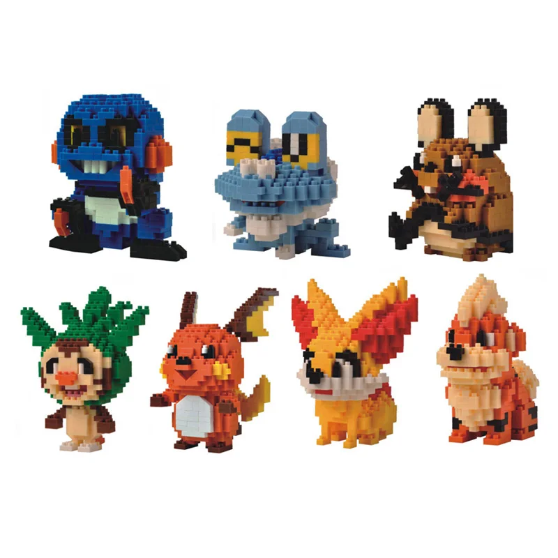 

Cartoon Game poke XY&Z Micro diamond block Croagunk Froakie Dedenne Chespin Raichu Fennekin Growlithe nanoblock bricks toys