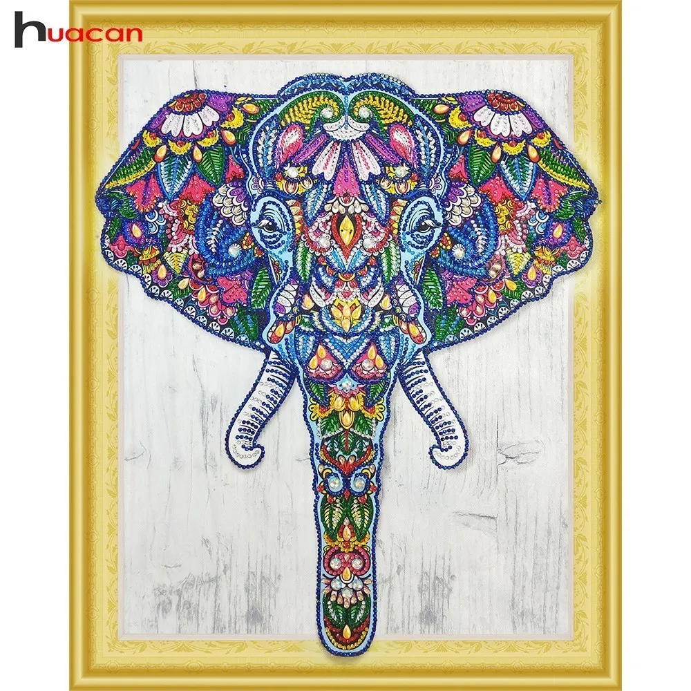 

Huacna Diamond Painting Special Shape Elephant Picture With Rhinestones Diamond Embroidery Animal Mosaic Kits Home Decor 40x50cm