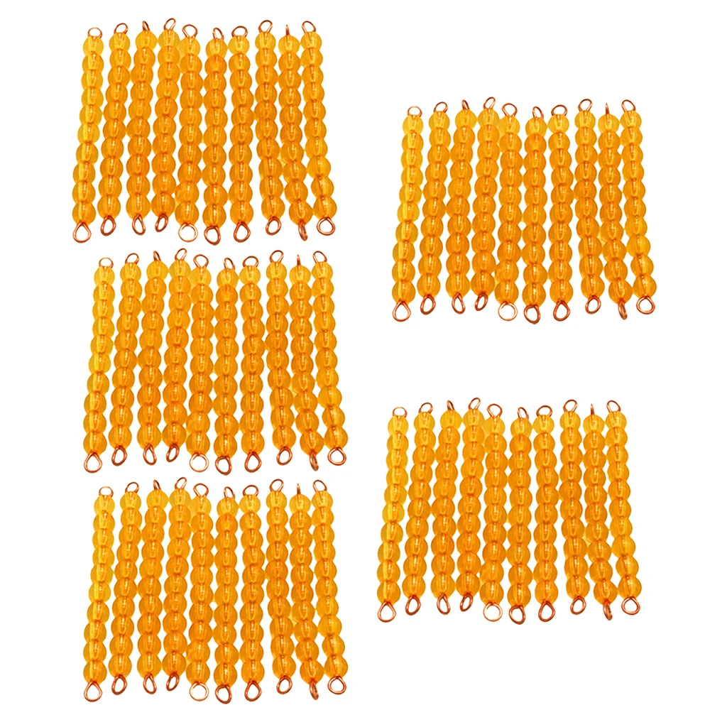 Montessori Mathematics Material 50 Pieces of Ten Beads Bar Kids Early 1-100 Numbers Counting Learning Educational Toy