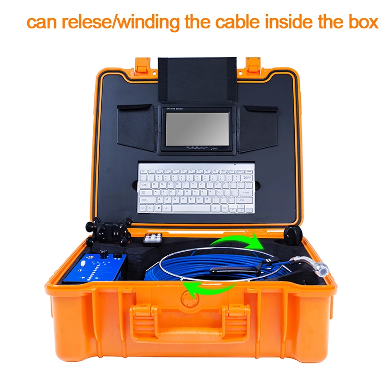 - 30M Industrial Pipeline Endoscope with Meter Counter 25mm Snake Video Camera 1080P Sewer Drain Pipe Inspection Camera System H1