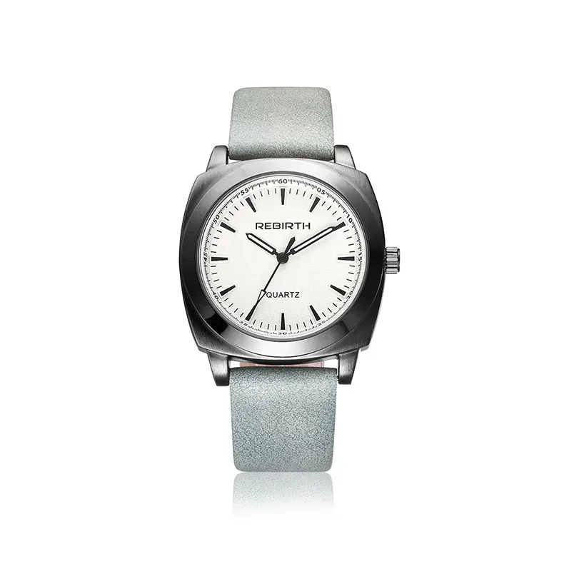 Дизайн квадратные женские часы REBIRTH популярный бренд модные повседневные женские часы кварцевые часы серые наручные часы reloj mujer - Цвет: Серый