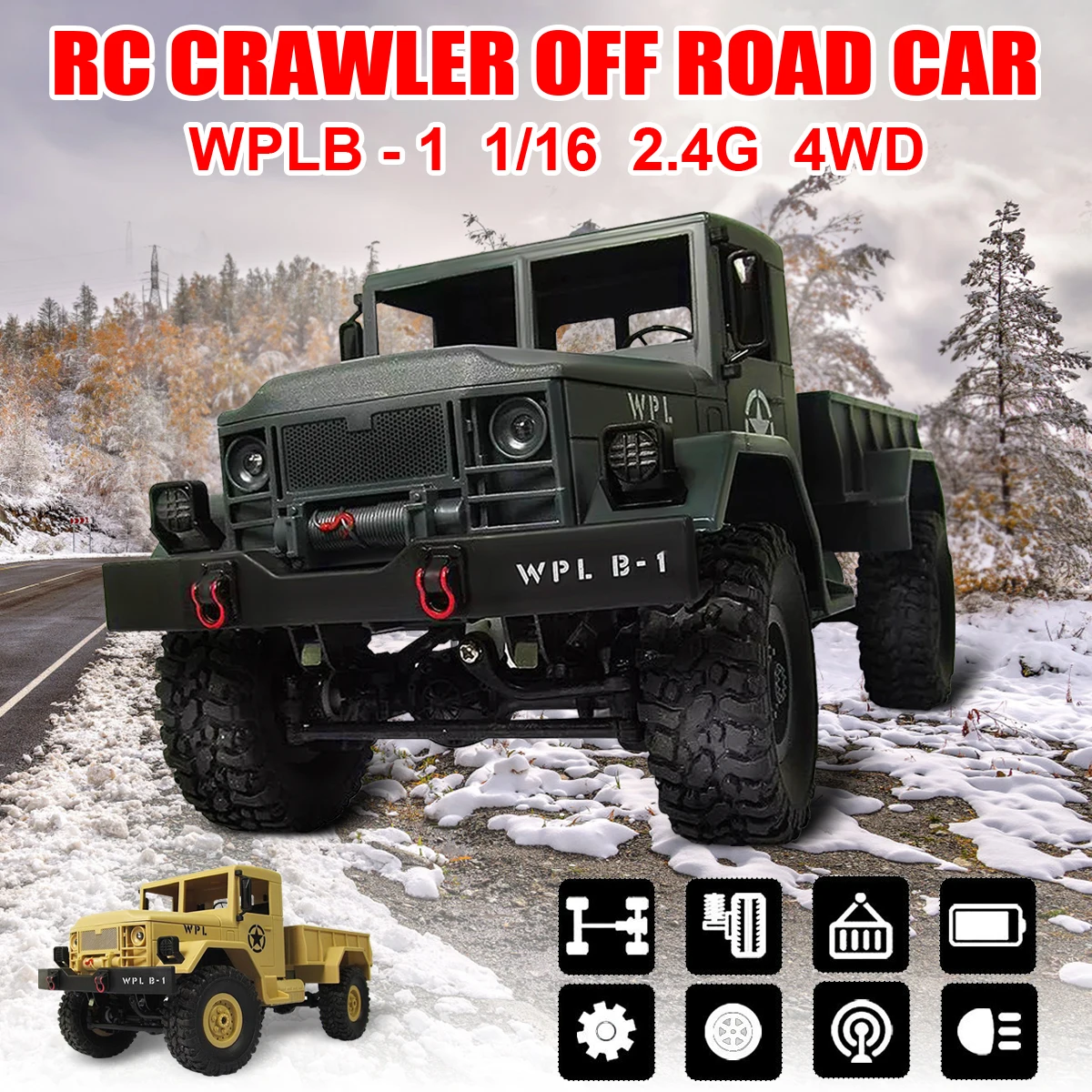 

RC Crawler Off Road Car WPL B-1 DIY Car Kit 1/16 2.4G 4WD For Boy Children Without Electronic Parts ATR ABS Metal Assemble