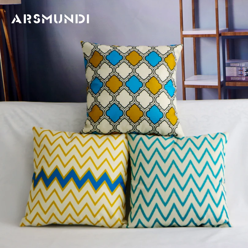 

Geometric Wave Stripe Rhombus Pattern Linen Cushion Cover Home Decoration Throw Pillow Case Sofa Car Seat Cushion Cover