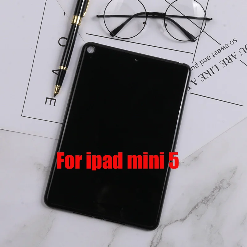 Для iPad Mini 5 Case 2019 черный мягкий Уретановый Термопластик (tpu) гель силиконовый бампер задняя Черный Защитный Прозрачный чехол для Apple iPad Mini 5