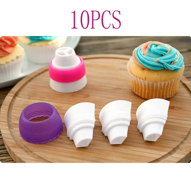 Ankoow 10PCS Russian Icing Piping Nozzles Tips CreamTricolor Converter Cake Decorating Pastry Tools Baking accessories |