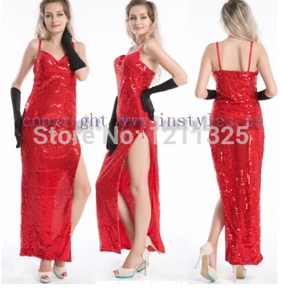 

Free shipping Jessica Rabbit Costume with black gloves halloween costume Party dress size s- 2xl