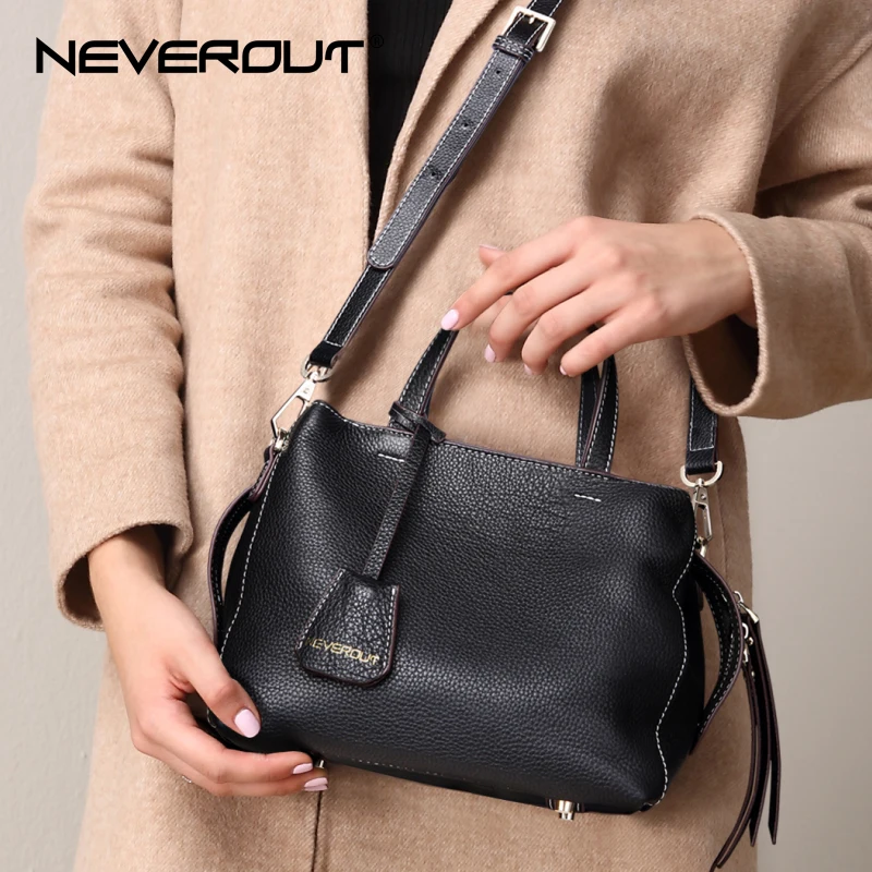 NEVEROUT Brand Name Women&#39;s Soft Genuine Leather Handbags Solid Shoulder Sac Ladies Small ...