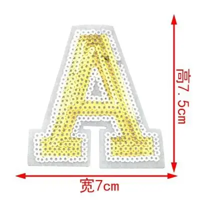 Золотые блестки буквы патч Алфавит вышитая аппликация черные буквы железо на патчи