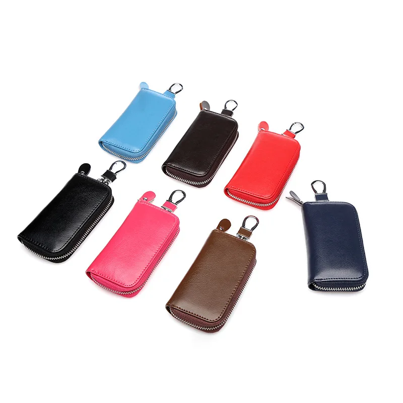 Genuine Leather Keychain Men Key Holder Women Car Key Bag Wallet Fashion Multifunction Key Case Zipper Organizer Housekeeper Key
