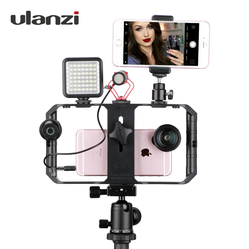 Ulanzi смартфон видео Rig Youtube Facebook Live Stream стабилизатор w микрофон светодиодный свет
