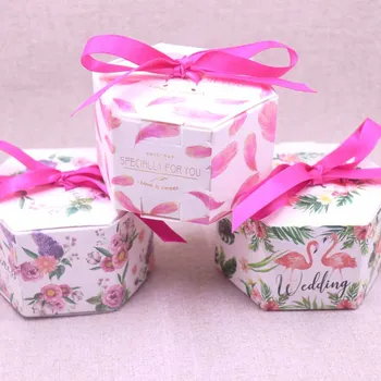 

Hotsale10PCS New flamingos or Pink feather Candy Bag Box for Party Decoration/Event Party Supplies/Wedding Favours Gift Boxes