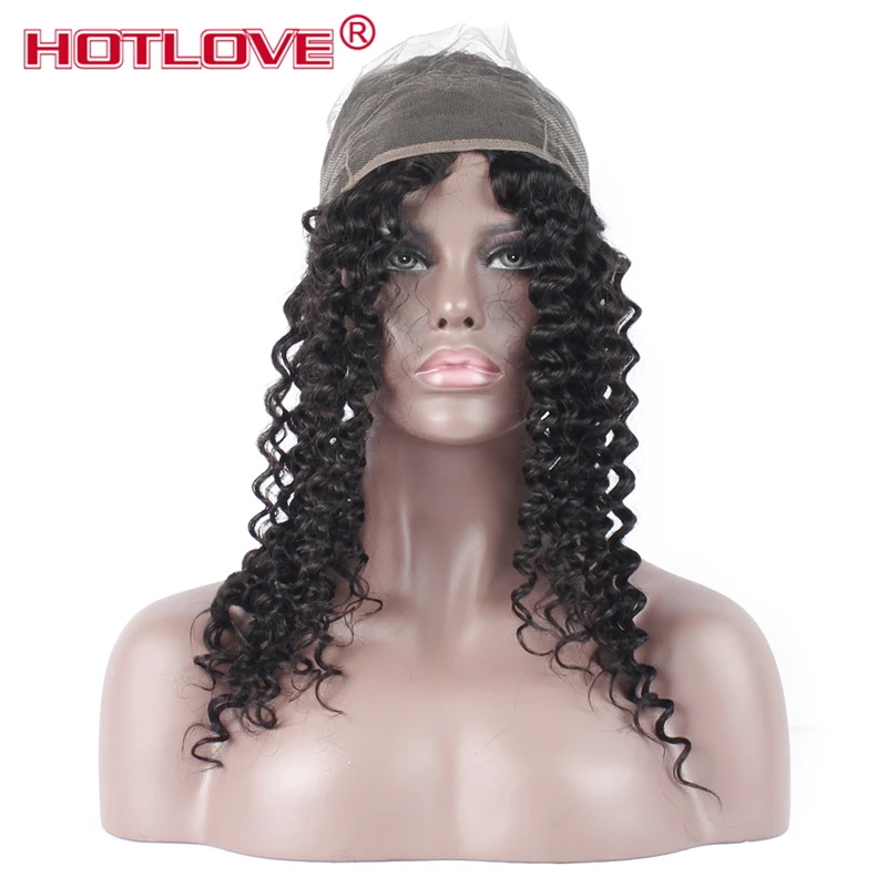 360 Lace Frontal Closure With Baby Hair Brazilian Deep Wave Natural Hairline 130% Density Remy Human Hair Pre Plucked HOTLOVE