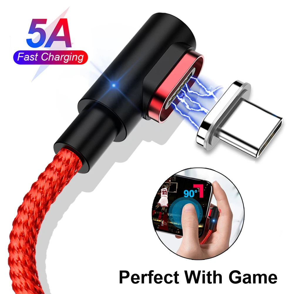 

For Huawei P30 Pro Mate 20 Lite Magnetic 5A USB Type C Fast Charger Sync Cable Nylon Weaving LED Indicatior Light Charges