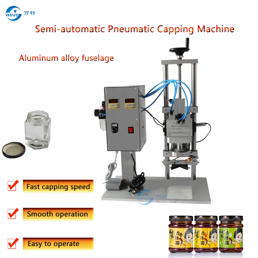 

Semi-automatic Pneumatic Capping Machine,Glass bottle, iron cap, honey screwdriver,round capper ,Facebox, Skin Care Sealer