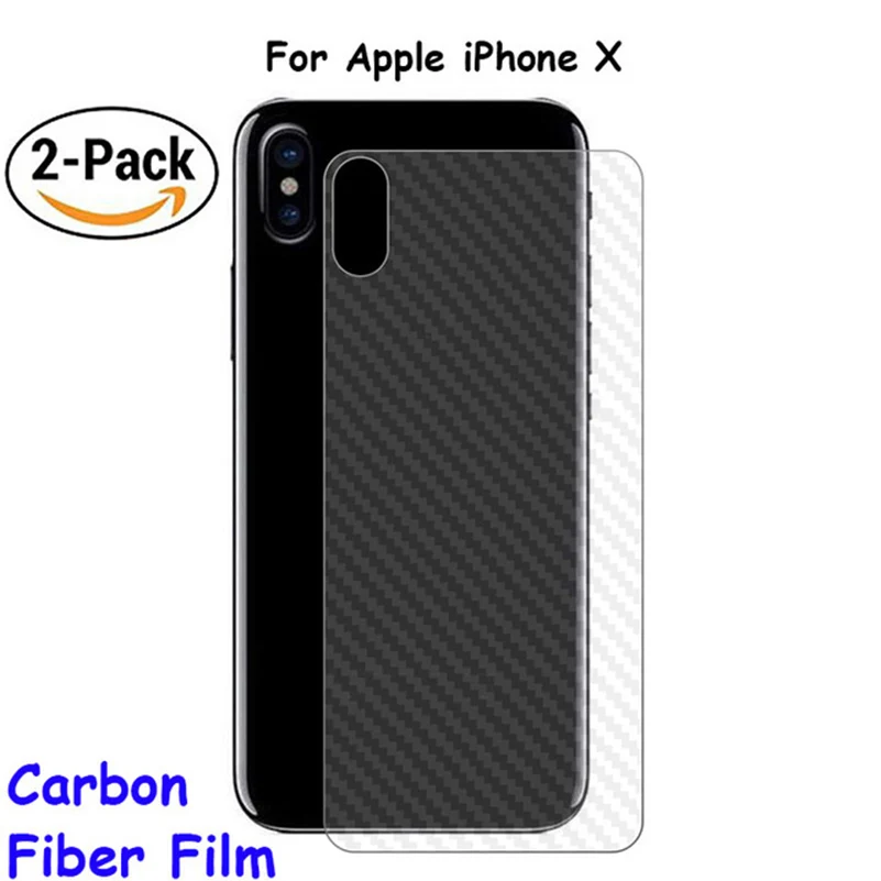 2 упаковки задняя пленка из углеродного волокна 3D для iPhone X 8 Plus 6 6s 5 5S SE защита