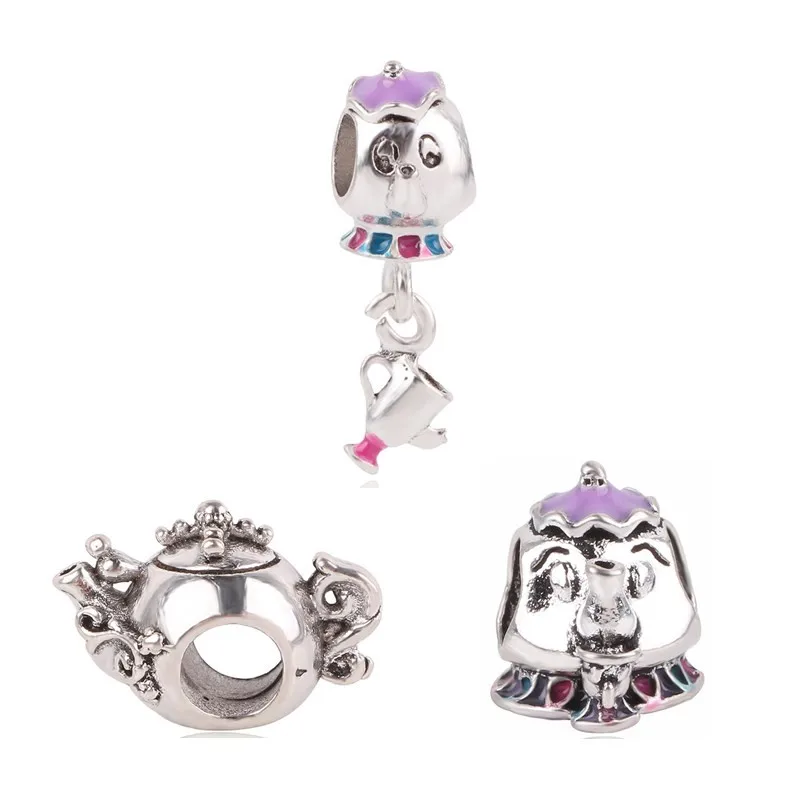 

Couqcy F 3pc Silver Color Mickey Teapot Mouse DIY Beads&Jewelry Marking For Pandora Charm Bracelet